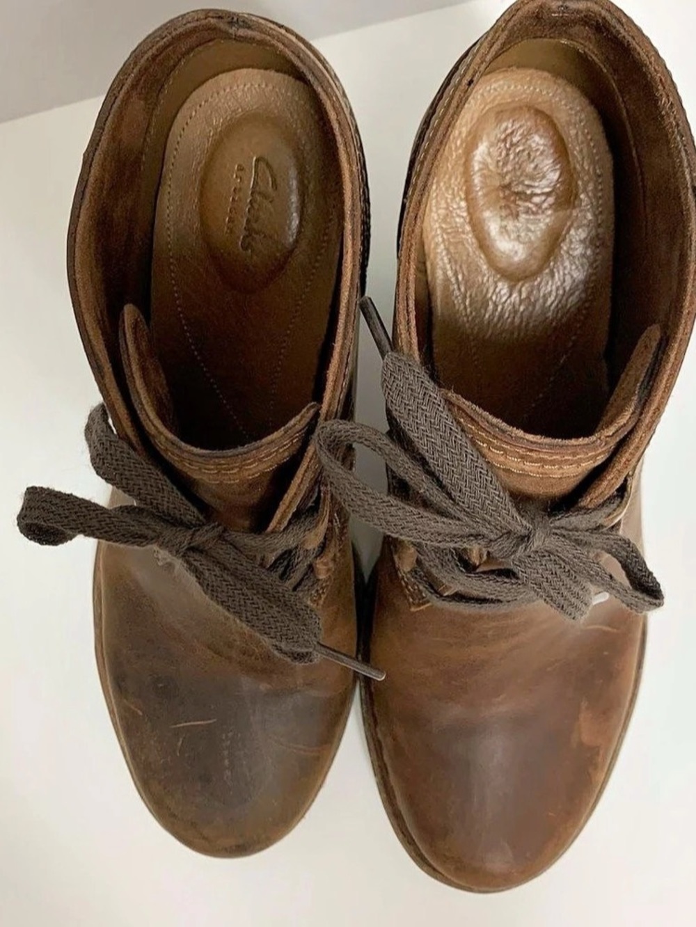 Clarks Brown Ankle Booties with Block Heels - Picture 6 of 9